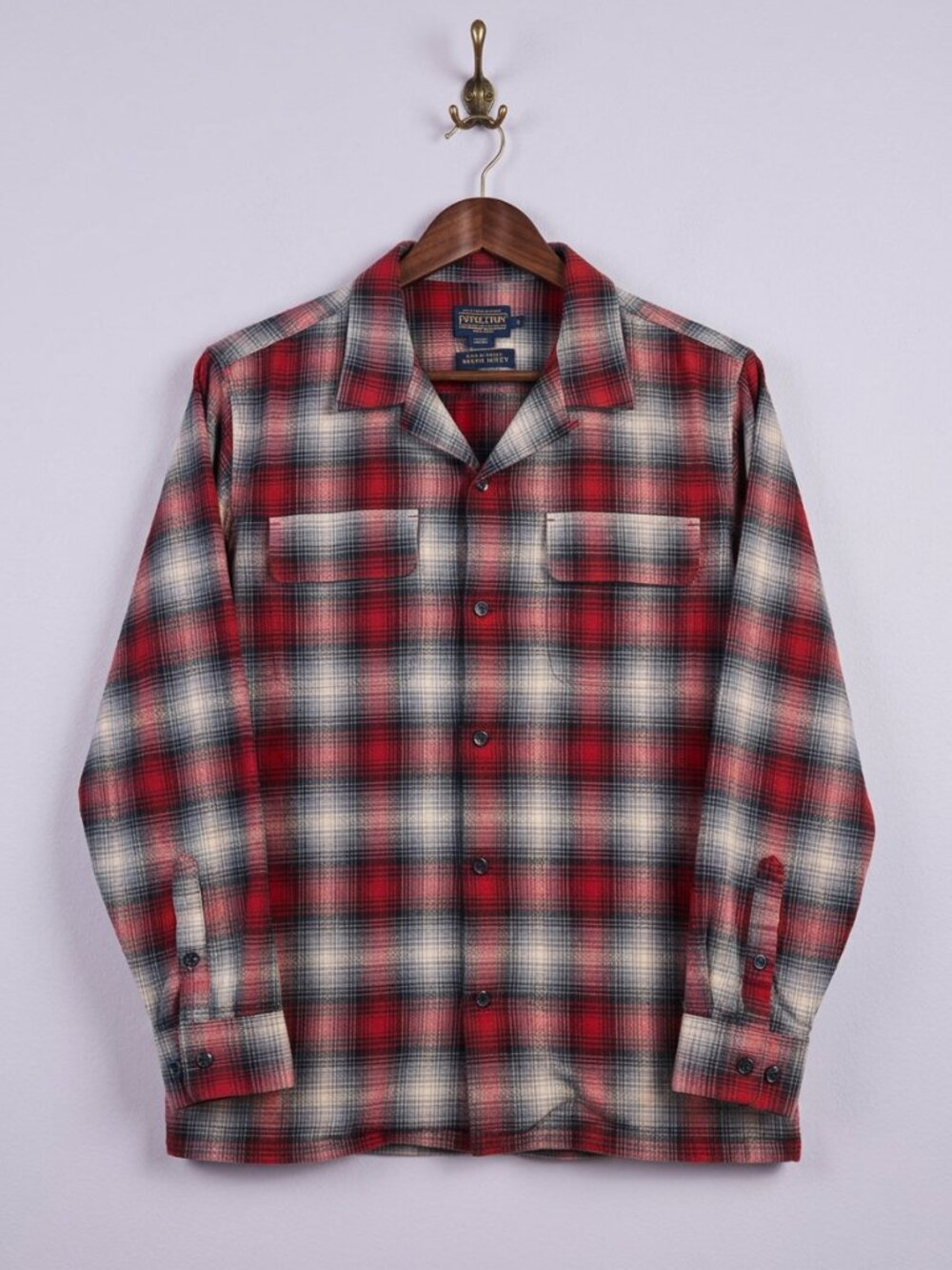 Pendleton Original Board Shirt Red Plaid Cotton Flannel Men's L